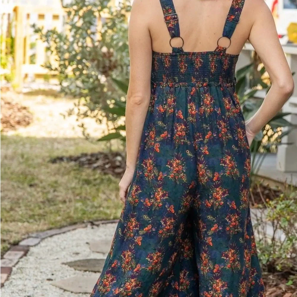 Natural Life Gabi Jumpsuit - Navy Red Feathers - Picture 3 of 6